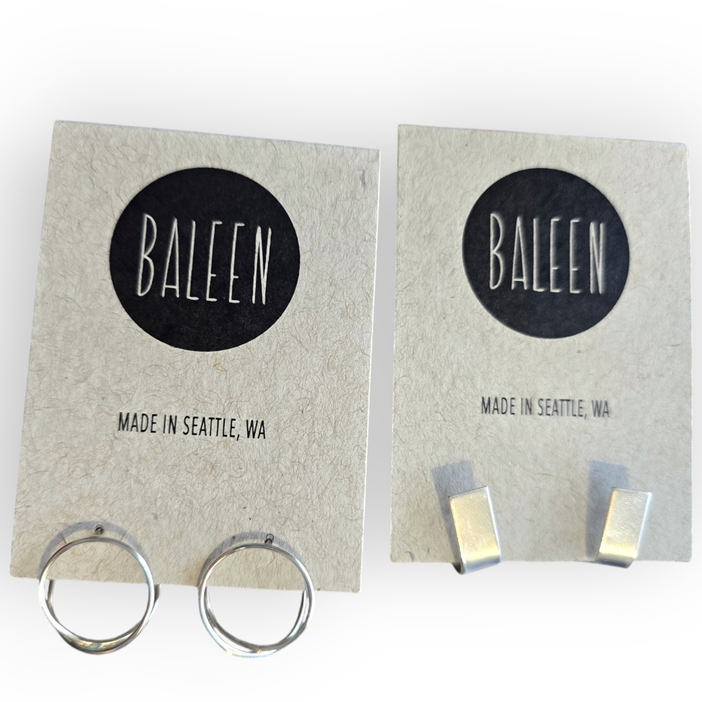 SET OF 2 PAIRS OF SILVER BALEEN STERLING SIVER EARRINGS- ORO / COCOON
